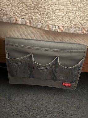 Gray Bedside Storage Organizer - 3-Pocket Hanging Caddy